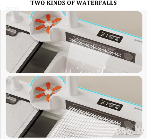 Луксозна бяла мултифункционална кухненска мивка с двоен водопад, снимка 6 - Мивки - 44729287