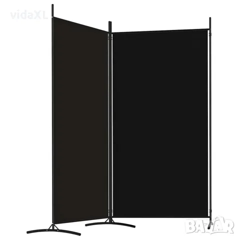vidaXL Параван за стая, 2 панела, черен, 175x180 cм, плат, снимка 4 - Паравани - 56147231