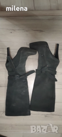 Високи ботуши от естествен велур