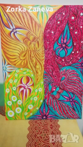 Картина,авторска 70см,50 см,в рамка., снимка 4 - Картини - 53658887