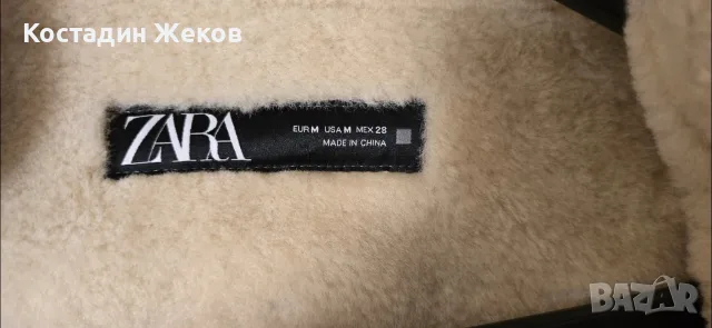 Ново. Дамско кафяво палто от изкуствен велур и изкуствена овча кожа (faux shearling) . ZARA, снимка 4 - Палта, манта - 56247542