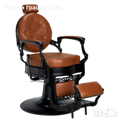 Бръснарски стол Check - черен/кафяв/сив, снимка 2 - Бръснарски столове - 44598229