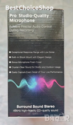  USB кондензаторен микрофон за PC, Mac, мобилен телефон, PS4, PS5,  за игри, подкаст, запис, стрийм, снимка 3 - Микрофони - 53614890