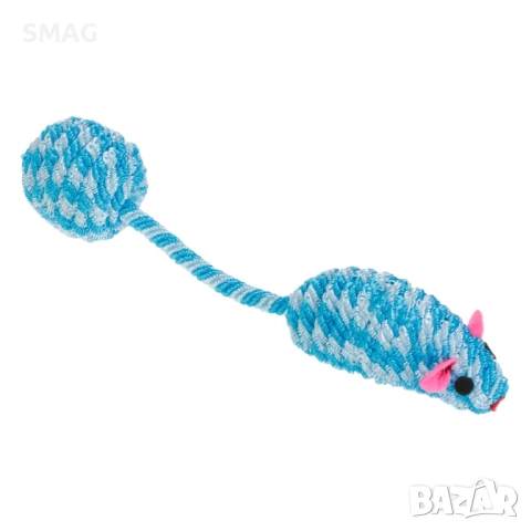 Играчка мишка с опашка от корда и топче за котки 20 см_1212285, снимка 2 - За котки - 52163453