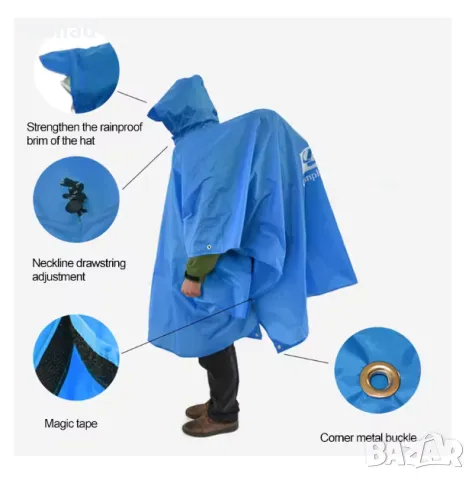 -60% Многофункционално 3-в-1 водоустойчиво пончо / дъждобран, снимка 8 - Екипировка - 49478546