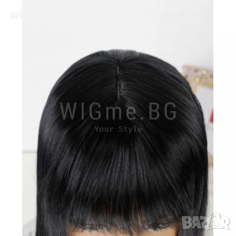 НОВА дълга права черна перука с бретон Каролин - ОТЛИЧНО КАЧЕСТВО!, снимка 4 - Аксесоари за коса - 25817424