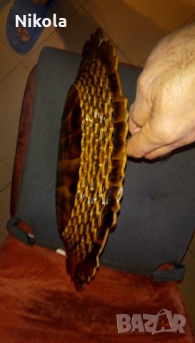 Декоративна дървена купа или чиния ръчно направена 38см / 27см, снимка 3 - Други - 34545504