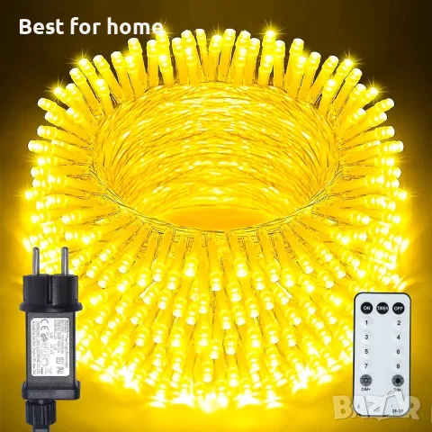 Светещ гирлянд за вътрешна и външна употреба – 600 LED диода, 30 метра, топла бяла светлина