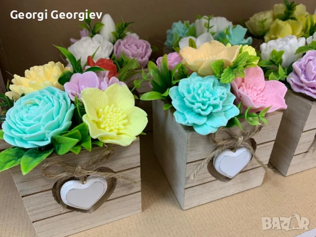 цветя изработени с глицеринов ароматен сапун , снимка 18 - Декорация за дома - 50502510