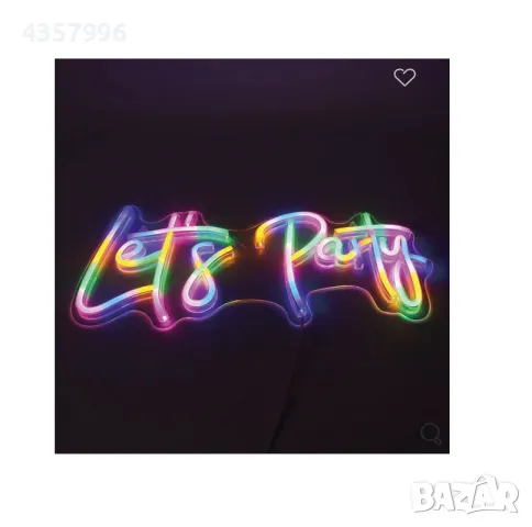  Светещ панел за декорация, LED, Неонов "Let's Party" , снимка 5 - Лед осветление - 49004914