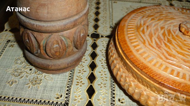 Сувенири изработени от дърво - ваза и кутия бижута  от соца , снимка 2 - Антикварни и старинни предмети - 40912303