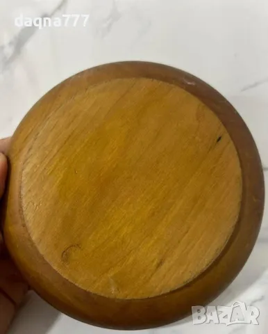 Кръгло ретро ковчеже от дърво, кутия за бижута, снимка 10 - Антикварни и старинни предмети - 49606337