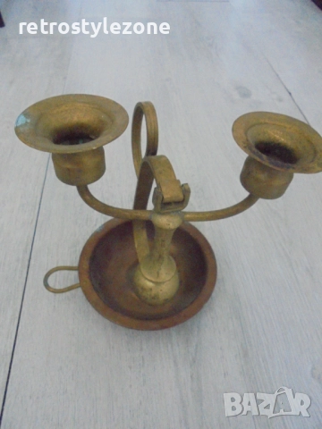 № 8226 Стар корабен свещник с две рамена  , снимка 2 - Други ценни предмети - 51546925