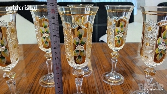 позлатени кристални чаши Бохемия Чехословакия , снимка 2 - Антикварни и старинни предмети - 52935863