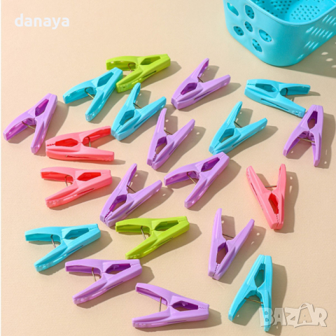 4584 Цветни щипки за пране в кошничка, снимка 6 - Сушилници - 44777099