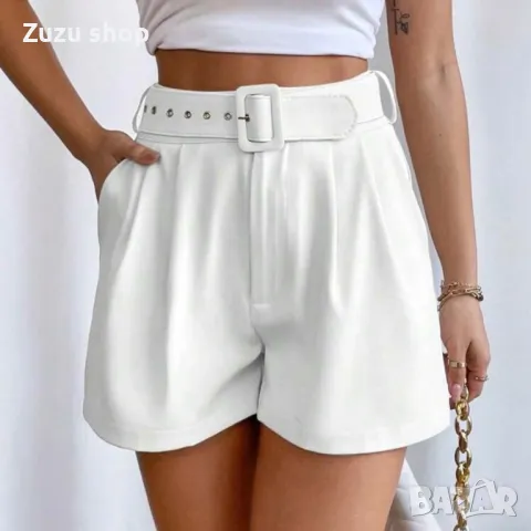 Къс бял панталон с колан, снимка 2 - Къси панталони и бермуди - 50428769