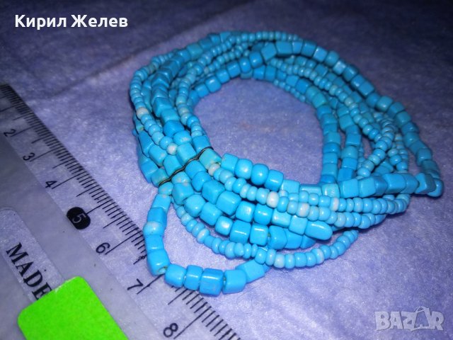 ТЮРКОАЗЕНА ЕЛАСТИЧНА ФЕШЪН АРТ ГРИВНА ХЕНД - МЕЙД НАКИТ 34690, снимка 5 - Гривни - 39177114