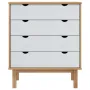 Шкаф с чекмеджета, кафяво и бяло, 76,5x39,5x90 см, бор масив, снимка 6