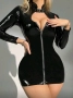 3XL Черна еластична рокля от лак/ винил /, снимка 1