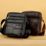 Компактна, Елегантна и Стилна мъжка кожена чанта с презрамки от Черна и Кафява естест. кожа!, снимка 3