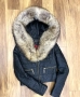 Дамско кожено яке с качулка с косъм от лисица, снимка 1