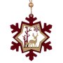 5 броя Дървени коледни висулки за елха, Снежинка с елен и сърна, 11см, снимка 2