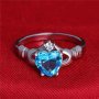 Дамски пръстен със син циркон - сърце, снимка 4