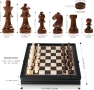 Дървен шахматен комплект магнитен – 2 в 1 шахматна дъска 32 см, 34 фигури Staunton, снимка 6