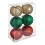 Комплект коледни топки шампанено, зелено и червено Ø8 см – 6 бр_1253581, снимка 2