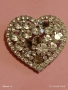 Винтидж брошка във формата на сърце инкрустирана с прозрачни и опушени кристали 52174, снимка 8