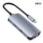 Yesido HB15 HUB адаптер 6в1 /LAN 100Mbps , SD, TF, USB 3.0, PD 80W / Син / Баркод : 2403513, снимка 1