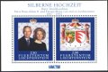 Чист блок Сребърна сватба Принцът Принцесата 1992 Лихтенщайн, снимка 1 - Филателия - 34798976