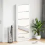 vidaXL Шкаф за обувки с огледало, 5 нива, бял гланц, 63x17x169,5 см, снимка 2