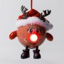 3 броя LED светеща коледна топка Коледен елен с шапка, 7.5см, снимка 1 - Други стоки за дома - 42687589