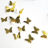 12 бр./компл. Стикер за стената    PVC огледало 3D декорация на пеперуда, снимка 6 - Други - 41700766