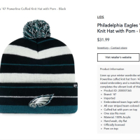 NFL Philadelphia Eagles 47 Women Cuffed Knit Hat with Pom, снимка 9 - Шапки - 44733221