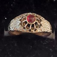 Стар Руски дамски златен пръстен с натурален рубин/злато 14 карата/, снимка 2 - Пръстени - 39617139