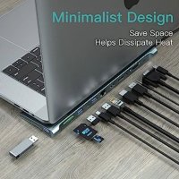 USB C докинг станция, USB C хъб, троен монитор USB тип C към DP HDMI VGA адаптер, снимка 4 - Друга електроника - 41096619