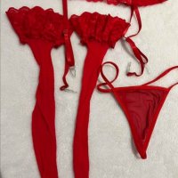 Секси еротичен червен жартиер комплект , снимка 5 - Бельо - 41812750