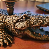 Грамаден качествен крокодил– свещник, Италия, 50см, снимка 4 - Антикварни и старинни предмети - 34497897