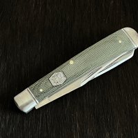 Колекционерски джобен сгъваем нож с две остриета RR Trapper Green Micarta. (RR1990), снимка 6 - Ножове - 42457667