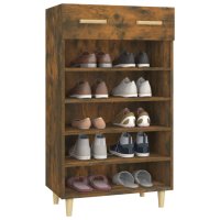 Шкаф за обувки, опушен дъб, 60x35x105 см, инженерно дърво, снимка 3 - Шкафове - 40301933