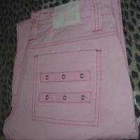 Розов втален панталон от памук тип 3/4, снимка 1 - Дънки - 36112768
