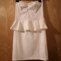 Нови летни рокли бяла и бежова дантела пеплум, снимка 1 - Рокли - 29322906