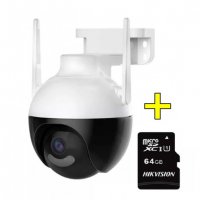 КОМПЛЕКТ + 64GB карта 6MP ICSEE Smart Sphere 4LED WIFI охранит камера, снимка 1 - IP камери - 40165206