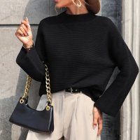 Свободен дамски едноцветен пуловер с изрязани ръкави, 2цвята - 023, снимка 13 - Блузи с дълъг ръкав и пуловери - 42284226