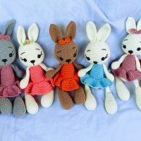 Плетени играчки - зайчета , жабка, снимка 3 - Плюшени играчки - 37509298
