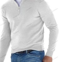 Топ мъжки ежедневен пуловер с V-образно деколте и цип, 10цвята - 023, снимка 5 - Пуловери - 39111155