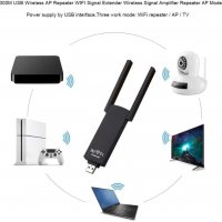 USB безжичен Wi-Fi репитер Pix-Link две антени, 300Mbps , снимка 3 - Рутери - 33962112