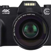 Нова 4K 48MP Цифрова Камера с Автофокус + 32GB Микро SD Широкоъгълен Обектив, снимка 1 - Фотоапарати - 42740024